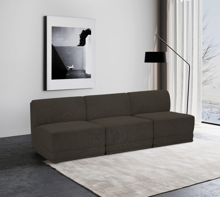 Ollie Boucle Fabric Three-Seater Armless Sofa