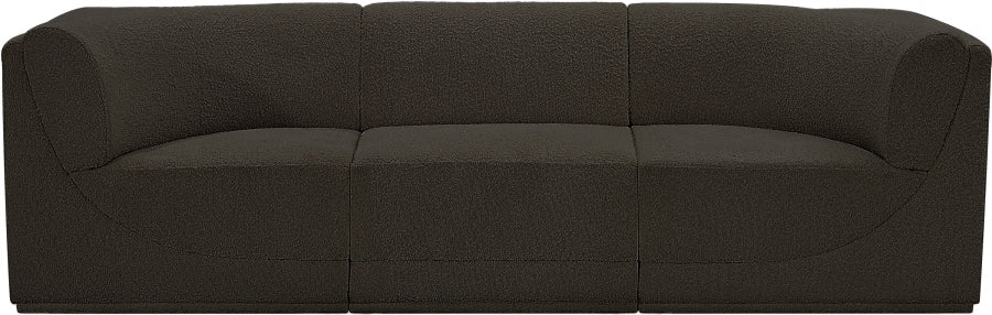 Ollie Boucle Fabric Three-Seater Sofa with Armrest