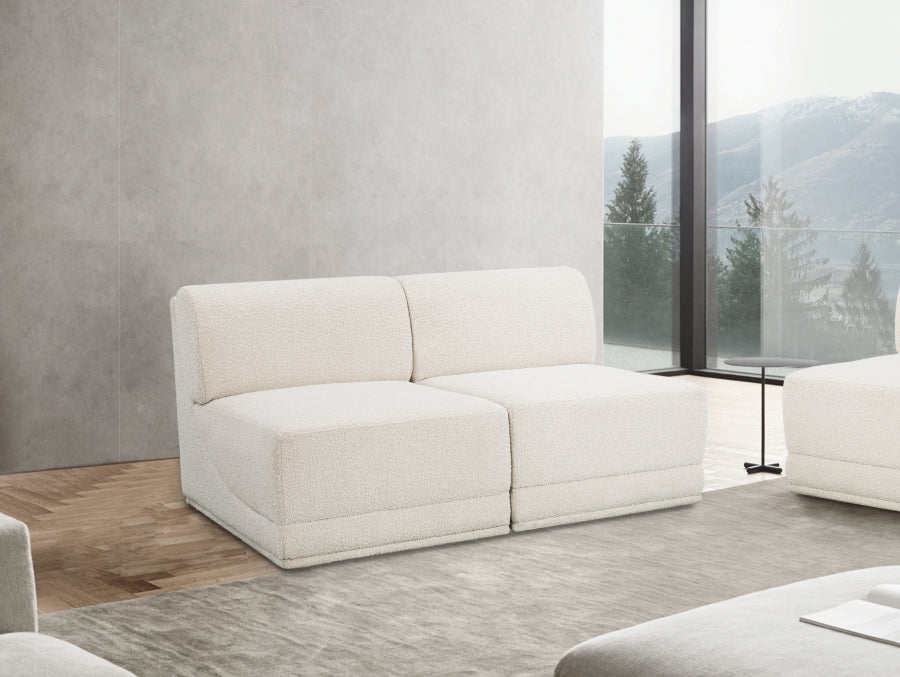 Ollie Boucle Fabric Armless Two-Seater Sofa