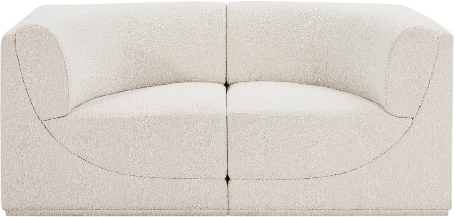 Ollie Boucle Fabric Two-Seater Sofa with Armrest