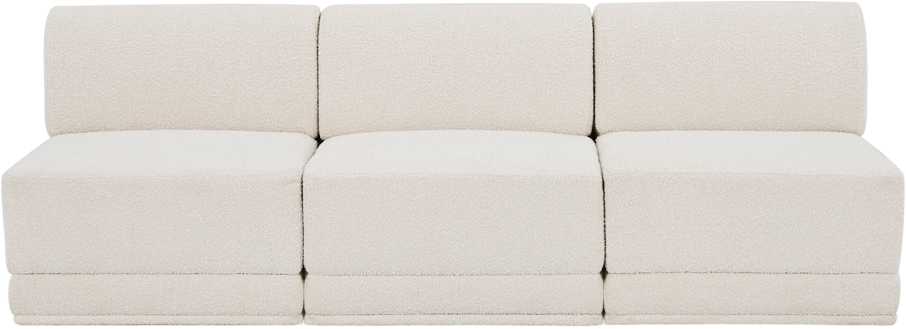 Ollie Boucle Fabric Three-Seater Armless Sofa