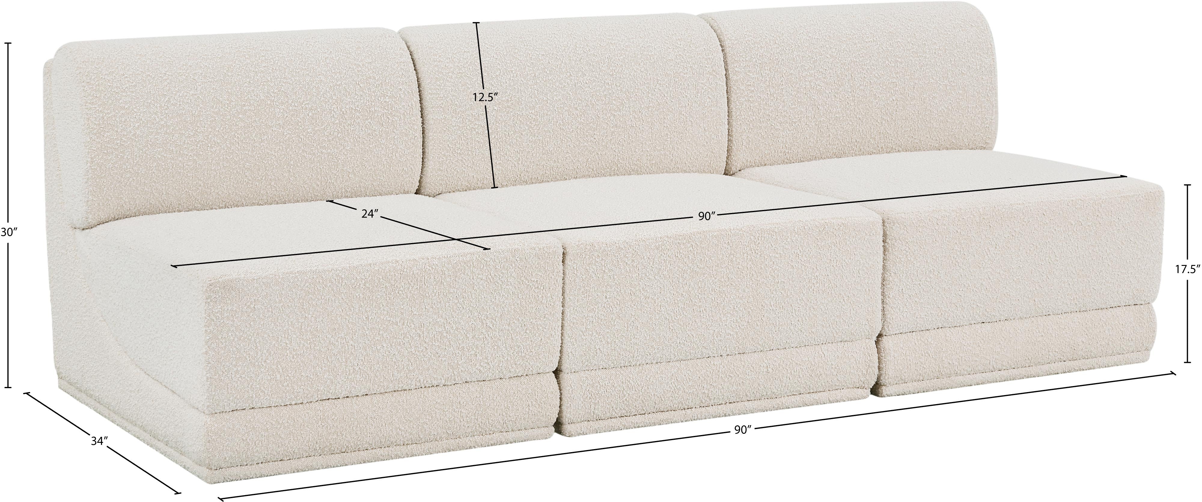 Ollie Boucle Fabric Three-Seater Armless Sofa