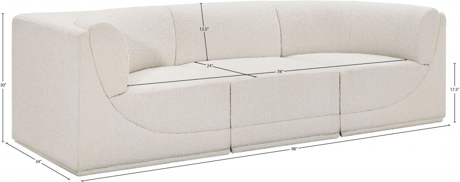 Ollie Boucle Fabric Three-Seater Sofa with Armrest