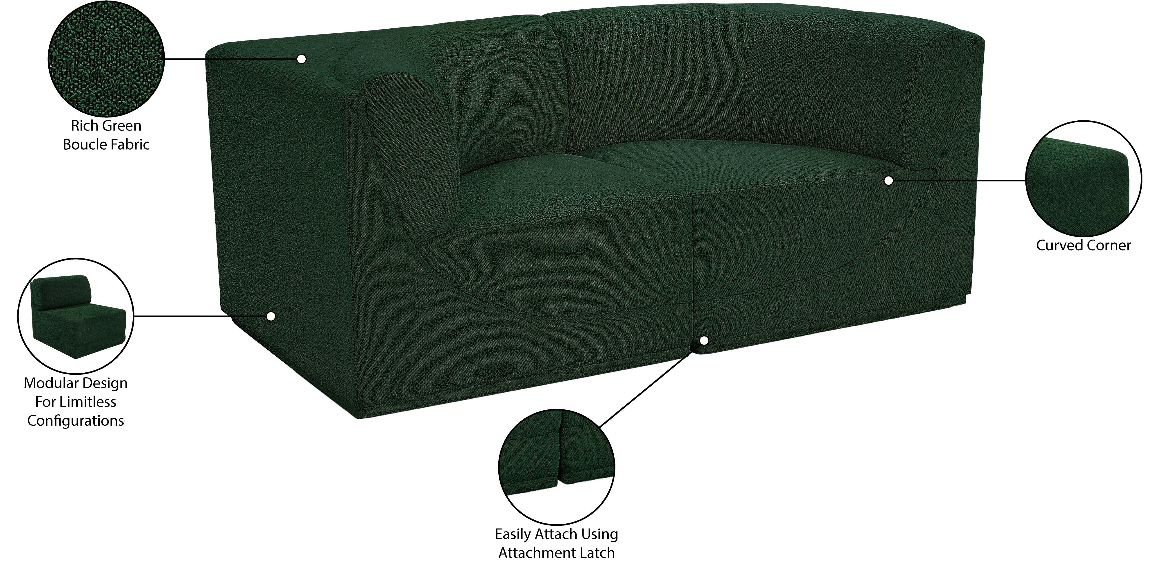 Ollie Boucle Fabric Two-Seater Sofa with Armrest