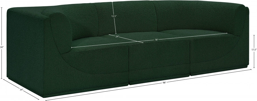 Ollie Boucle Fabric Three-Seater Sofa with Armrest