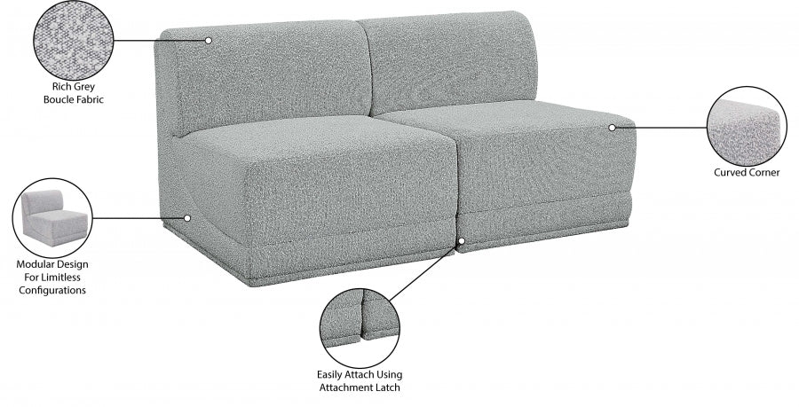 Ollie Boucle Fabric Armless Two-Seater Sofa