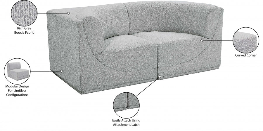 Ollie Boucle Fabric Two-Seater Sofa with Armrest