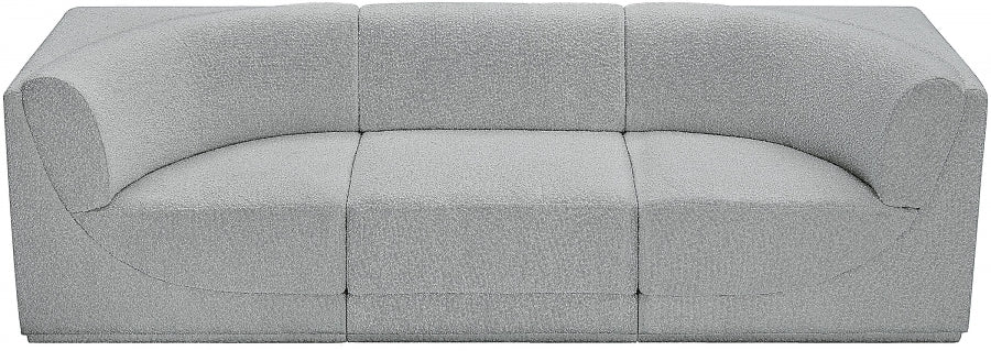 Ollie Boucle Fabric Three-Seater Sofa with Armrest