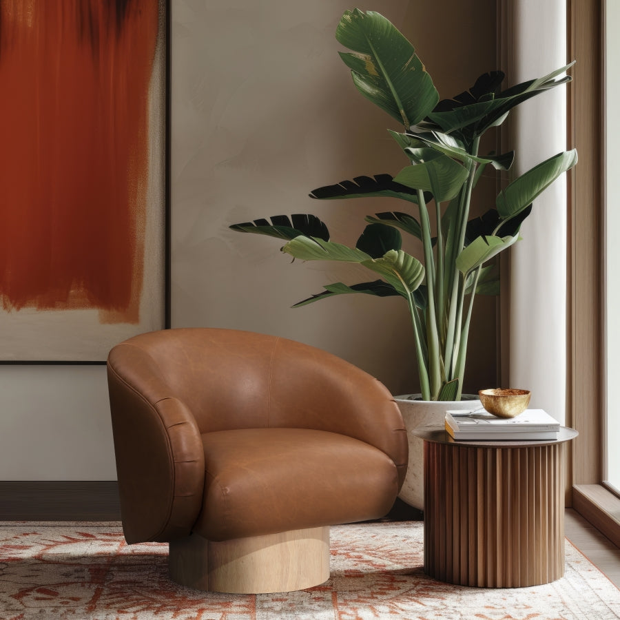 Gibson Vegan Leather Upholstered Swivel Accent Chair