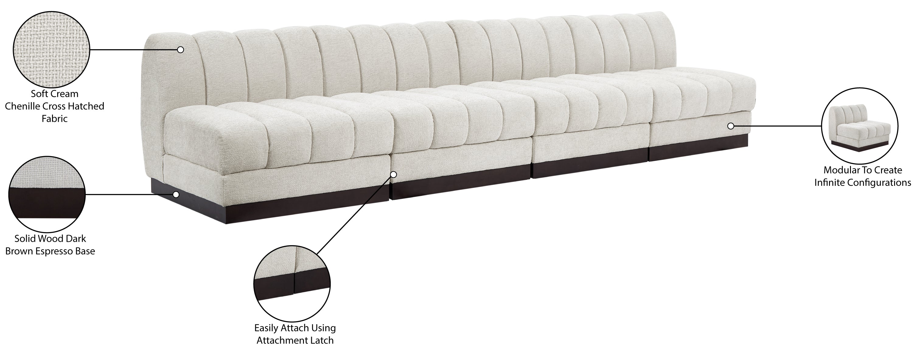 Quinn Chenille Fabric Armless Sofa