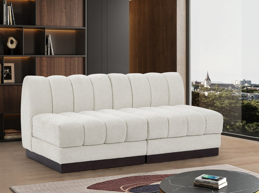 Quinn Chenille Fabric Two-Seather Armless Sofa