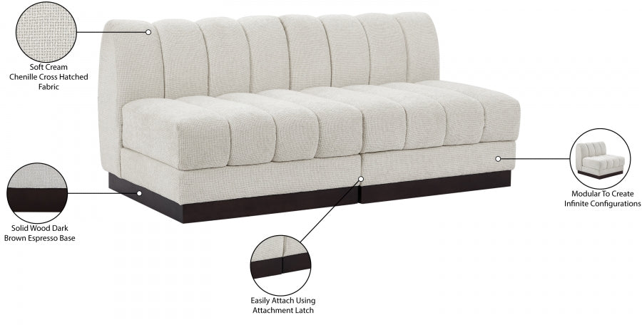 Quinn Chenille Fabric Two-Seather Armless Sofa