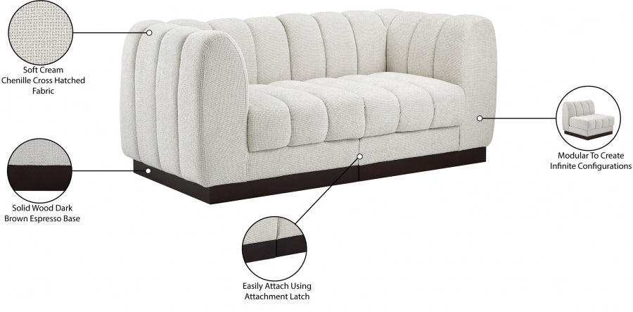 Quinn Chenille Fabric Two-Seater Sofa with Armrest