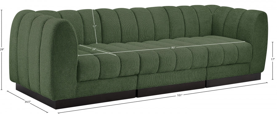 Quinn Chenille Fabric Three-Seater Sofa with Armrest