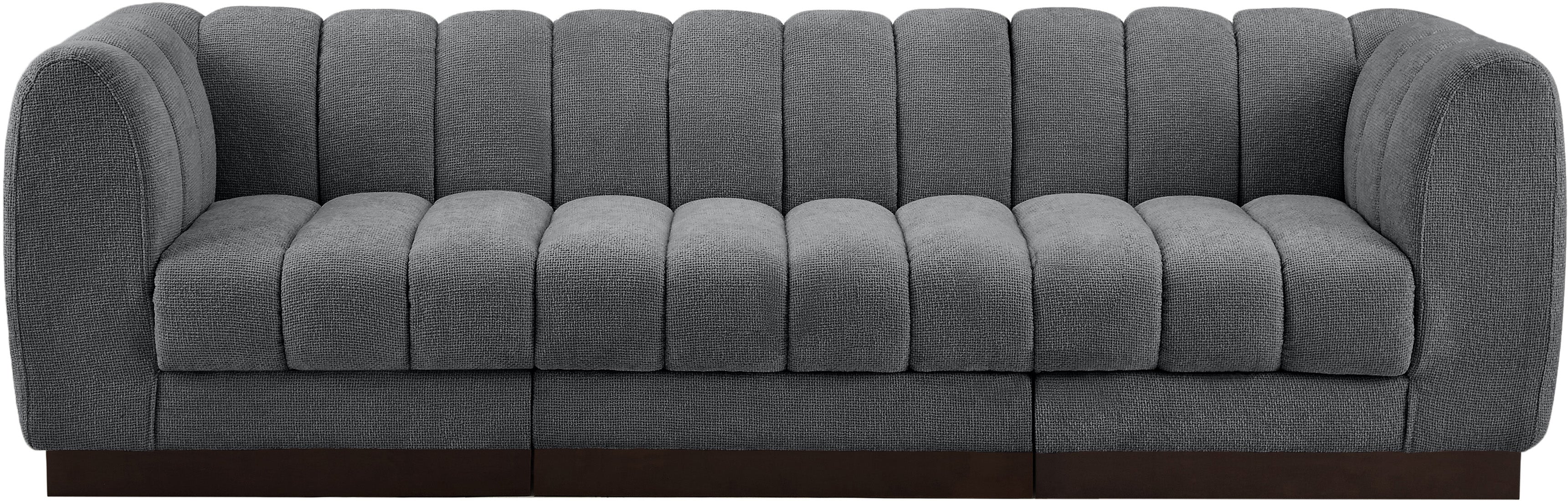 Quinn Chenille Fabric Three-Seater Sofa with Armrest