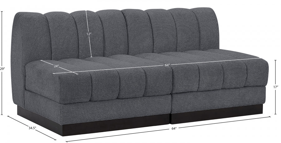 Quinn Chenille Fabric Two-Seather Armless Sofa