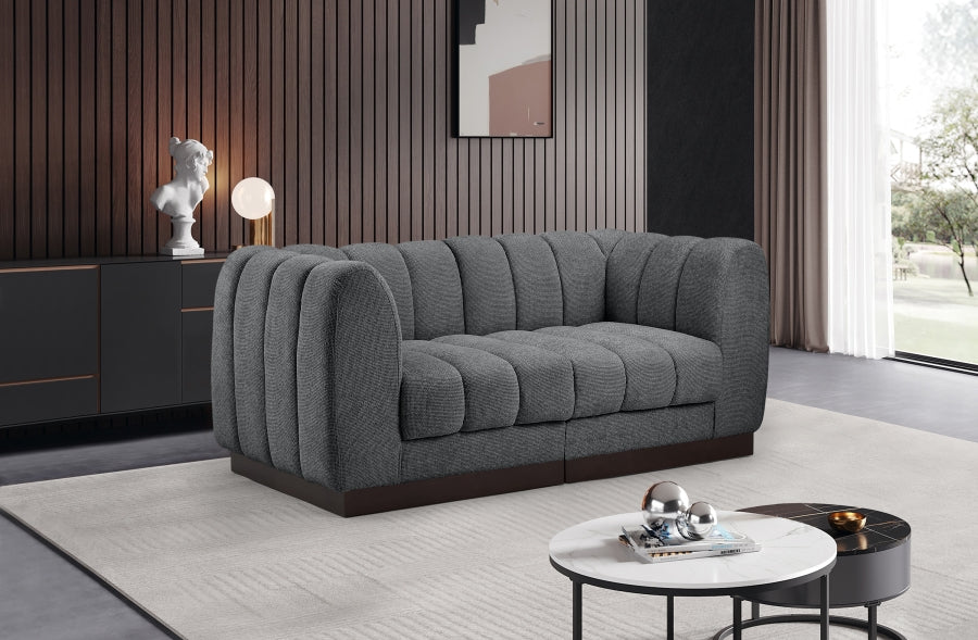 Quinn Chenille Fabric Two-Seater Sofa with Armrest