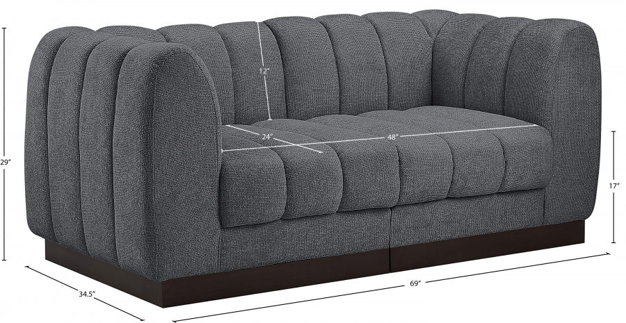 Quinn Chenille Fabric Two-Seater Sofa with Armrest