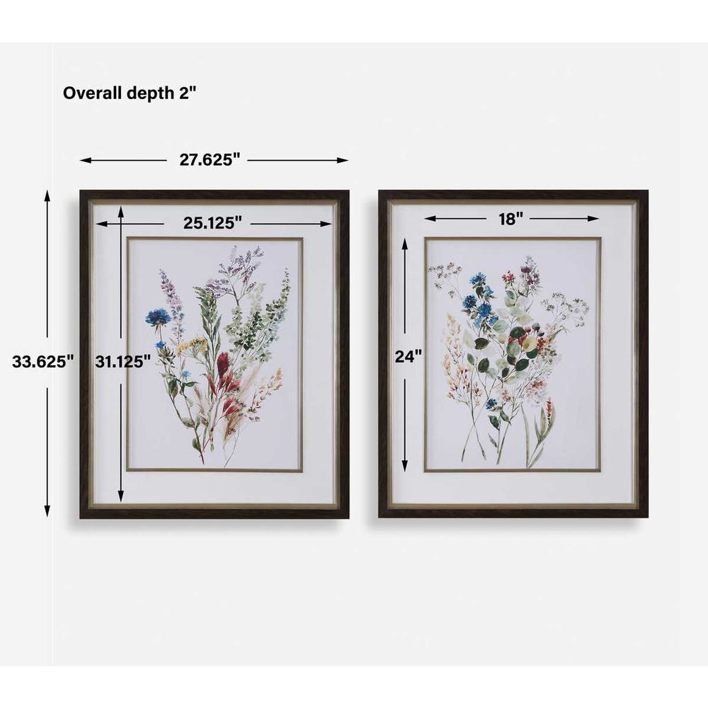 Delicate Flowers Framed Prints, S/2