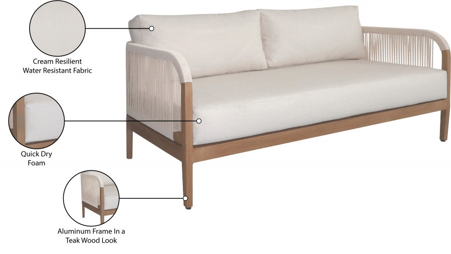 Maui Water Resistant Fabric Upholstered Outdoor Patio Loveseat