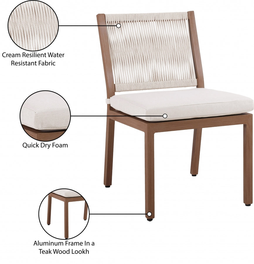 Maui Water Resistant Fabric Upholstered Outdoor Patio Dining Side Chair