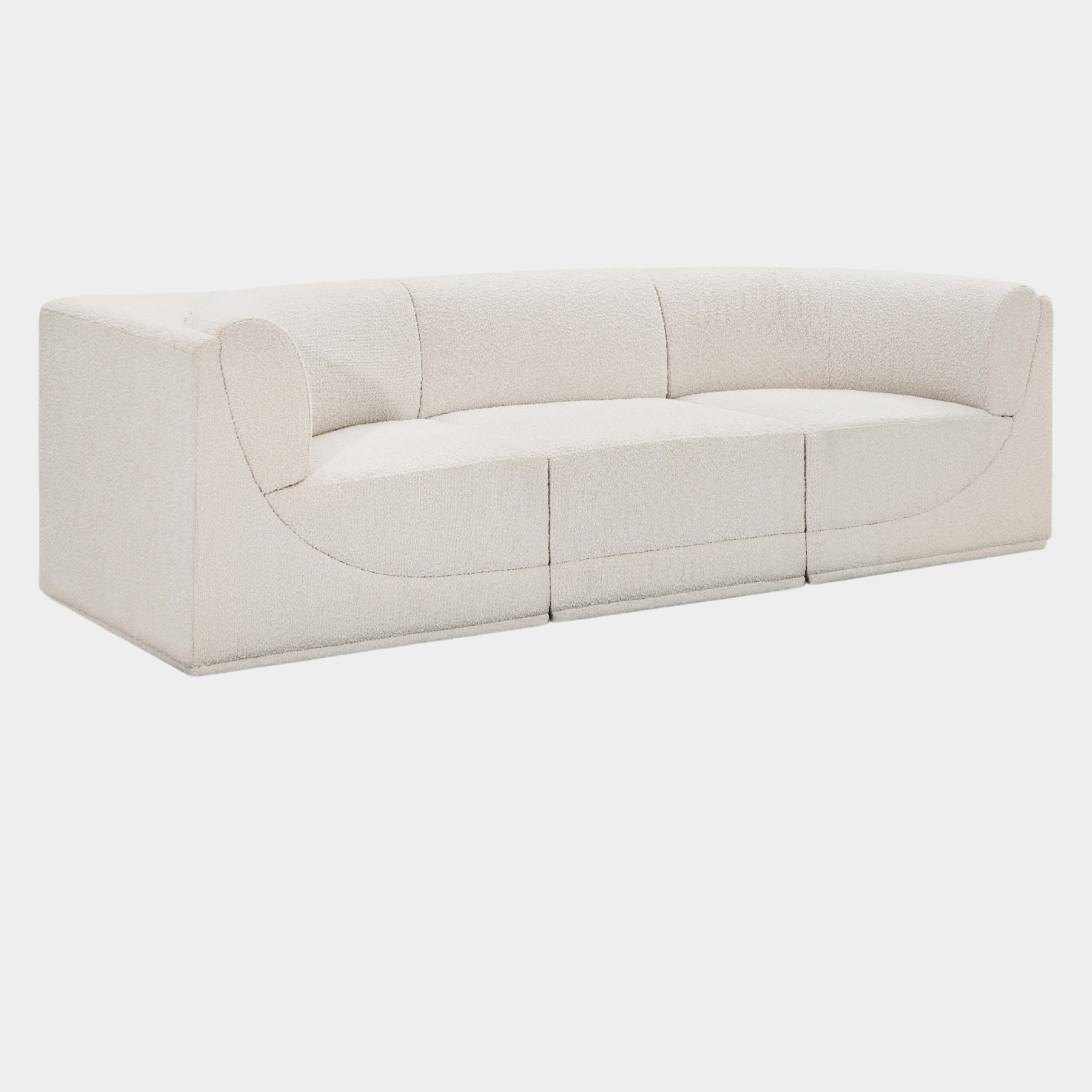 Ollie Boucle Fabric Three-Seater Sofa with Armrest