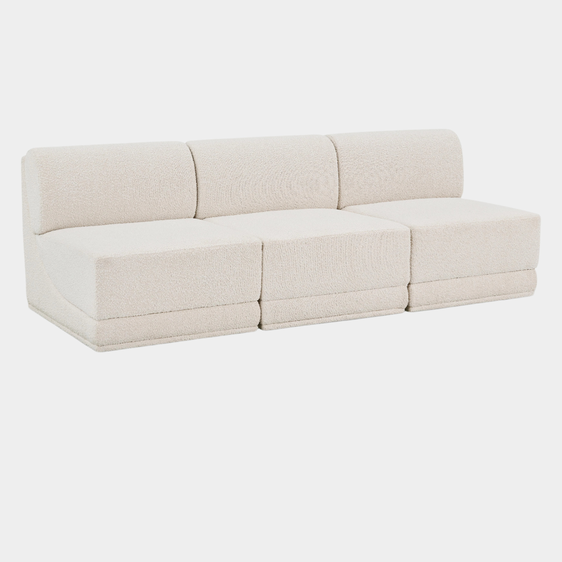 Ollie Boucle Fabric Three-Seater Armless Sofa