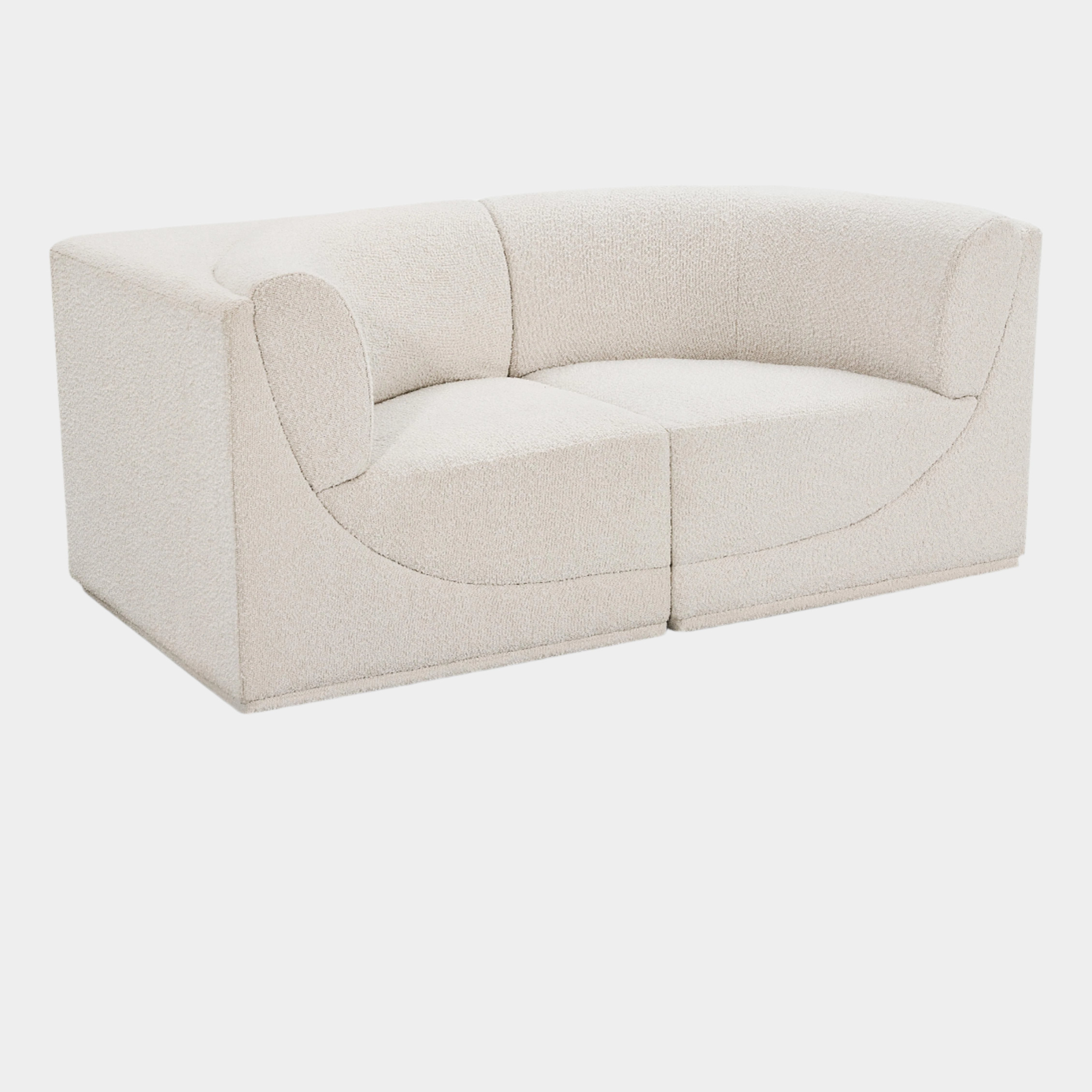 Ollie Boucle Fabric Two-Seater Sofa with Armrest