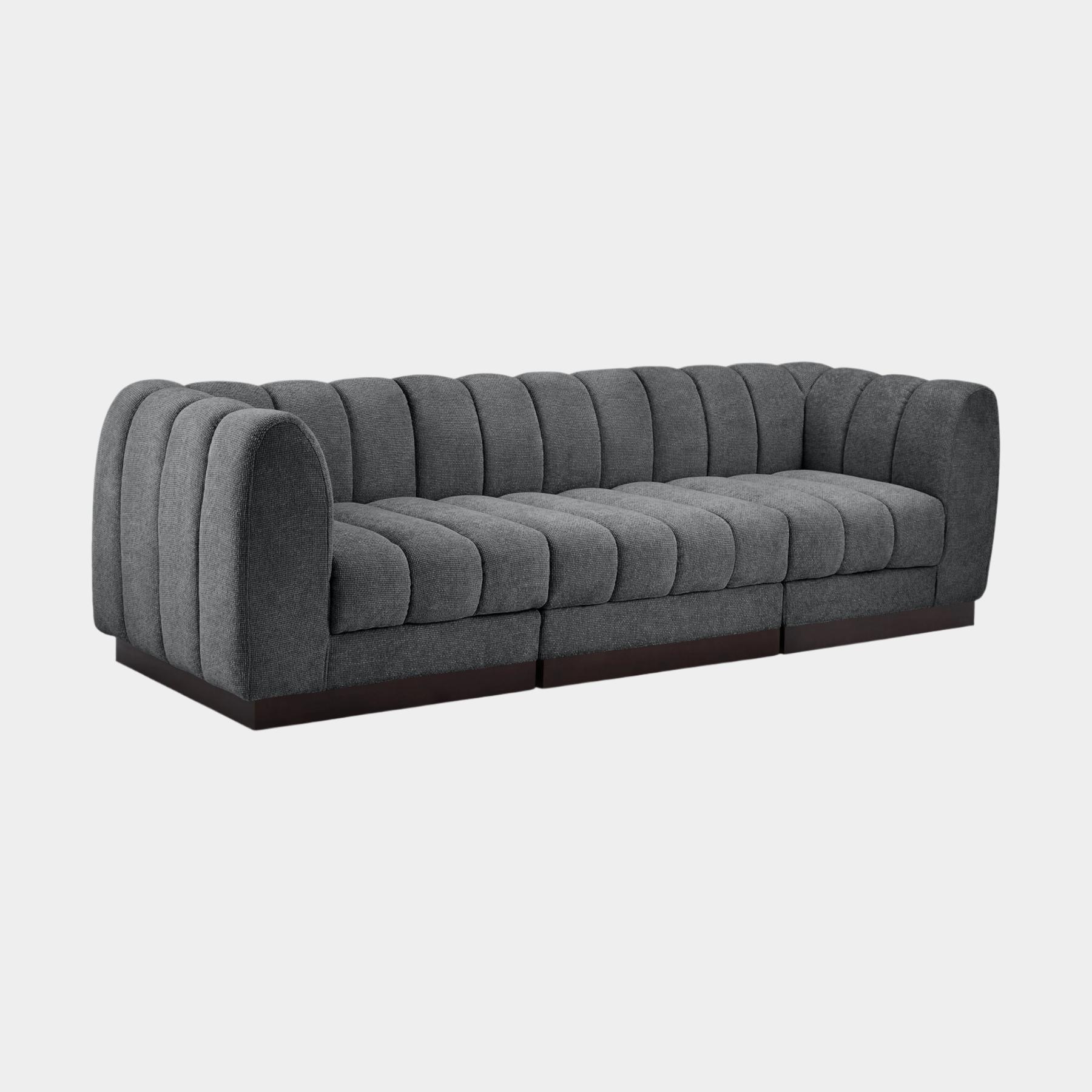 Quinn Chenille Fabric Three-Seater Sofa with Armrest