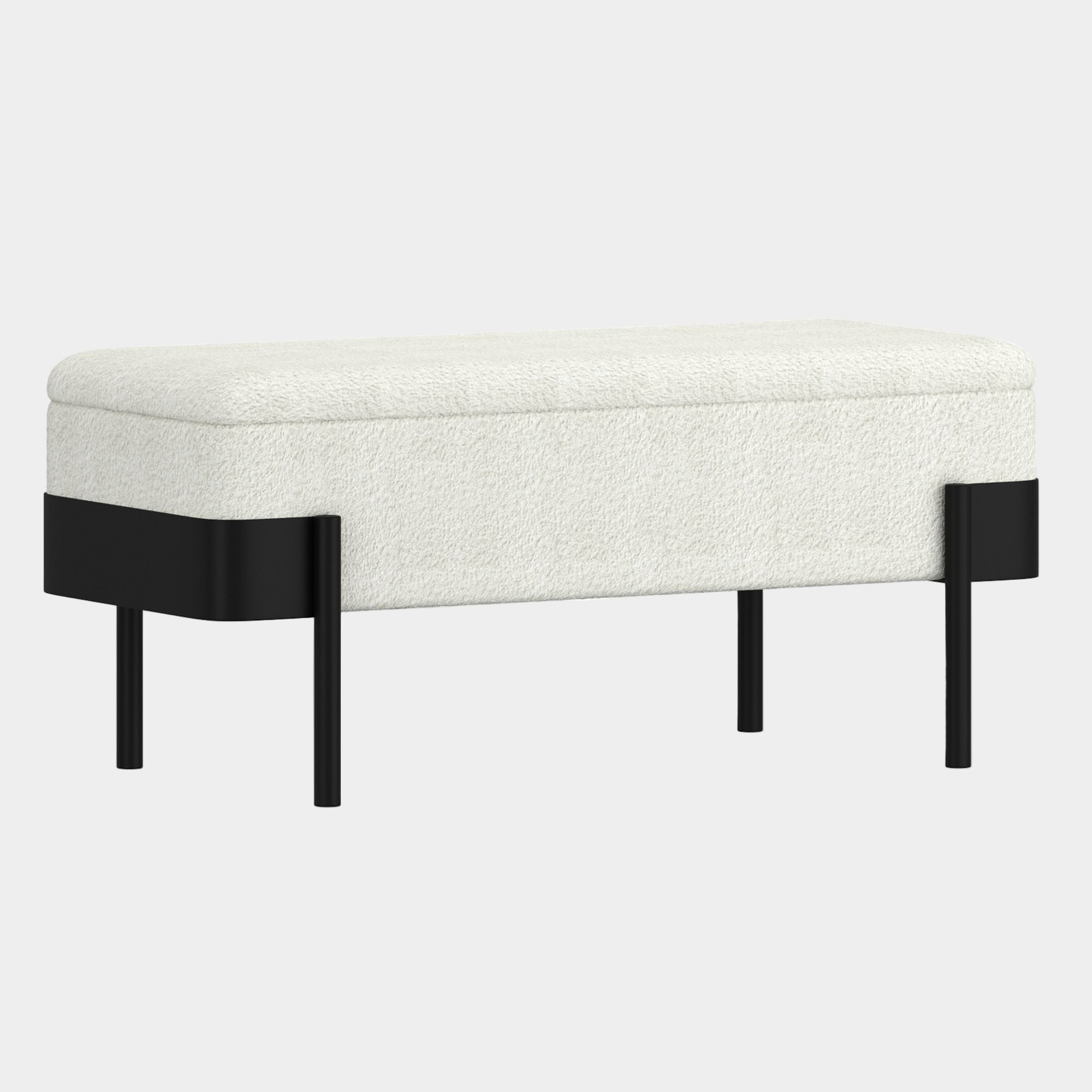 Odell Storage Bench in Ivory & Black