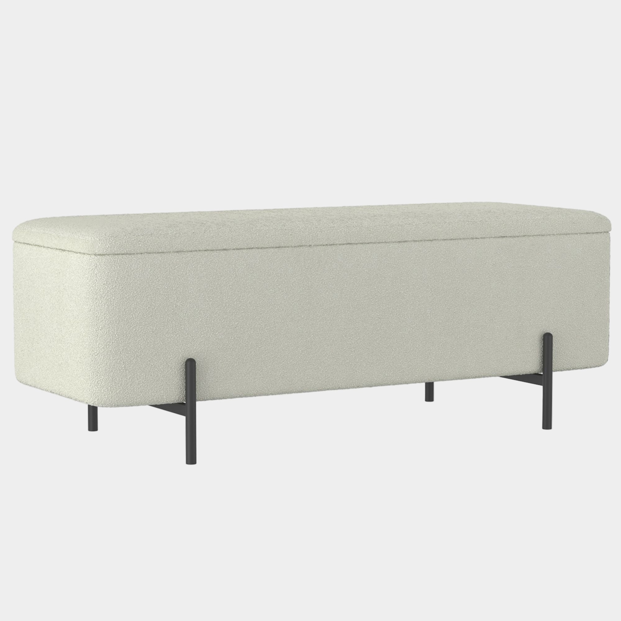 Erzo Storage Ottoman Bench in White and Black