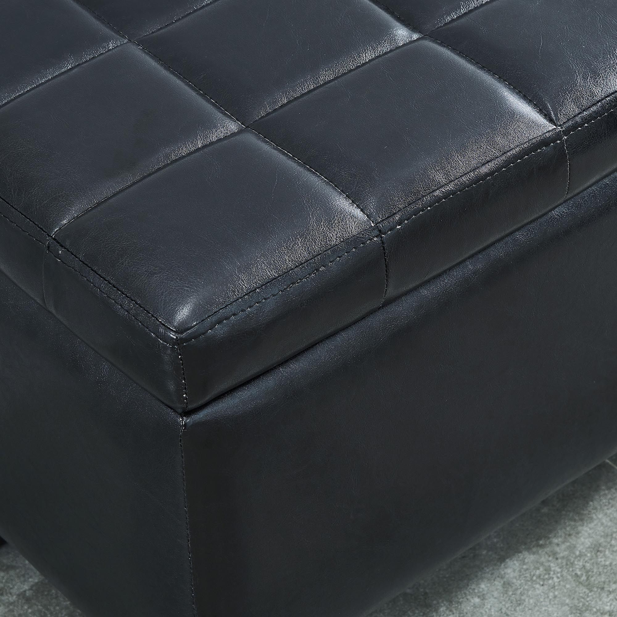 Winston Rectangular Storage Ottoman Bench in Black