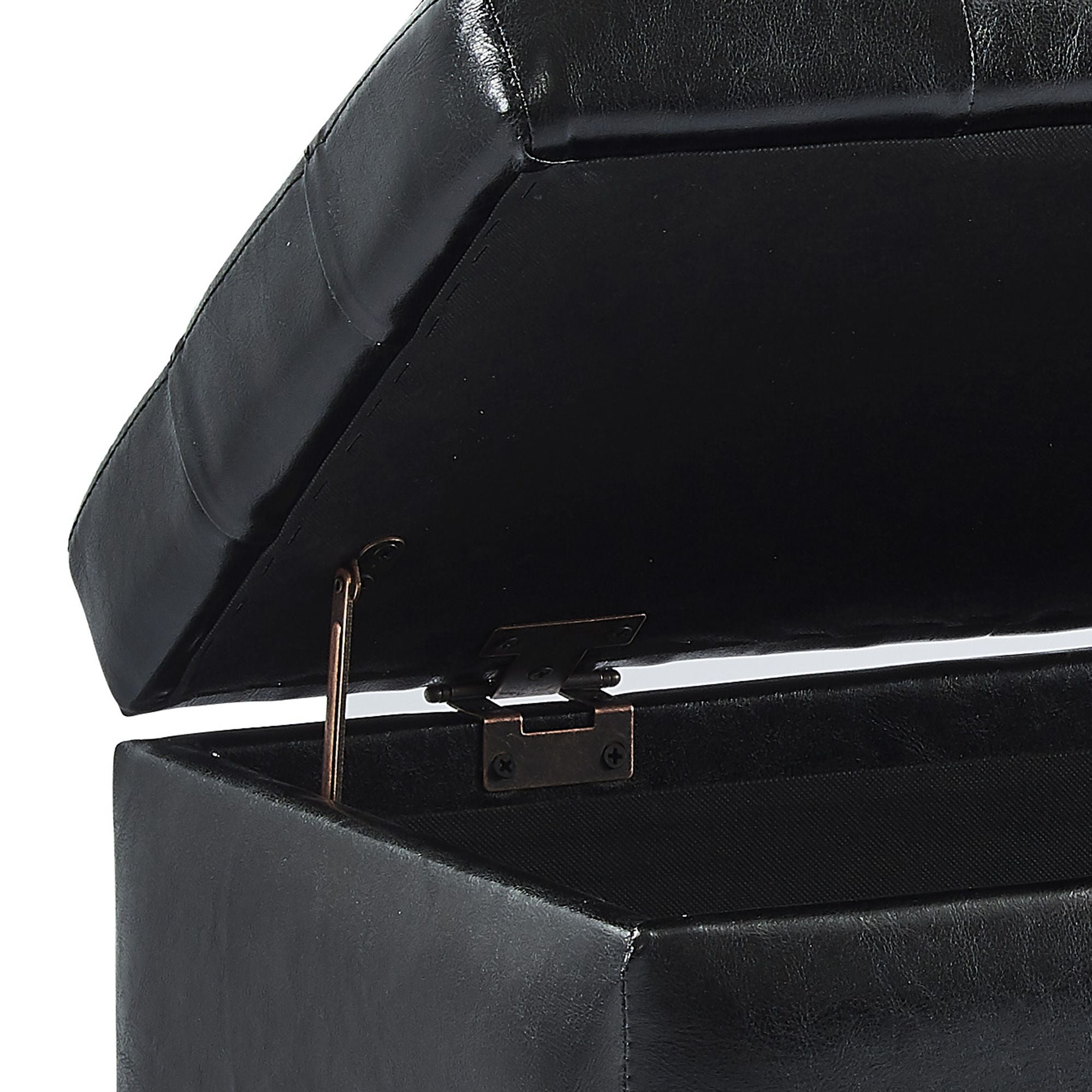 Winston Rectangular Storage Ottoman Bench in Black