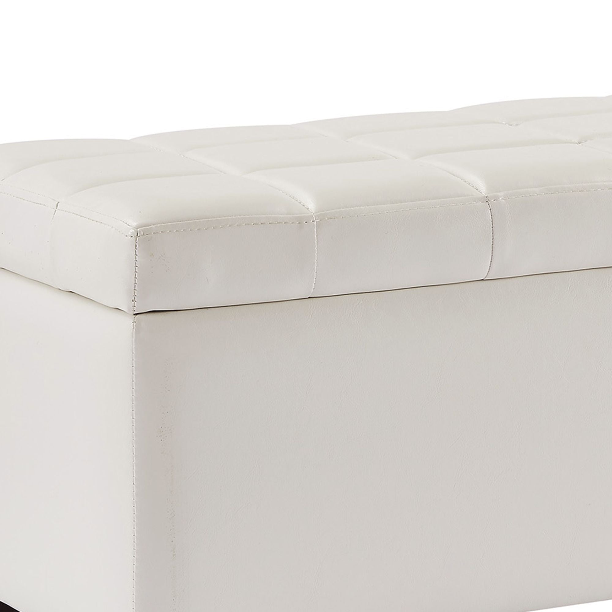 Winston Rectangular Storage Ottoman Bench in White