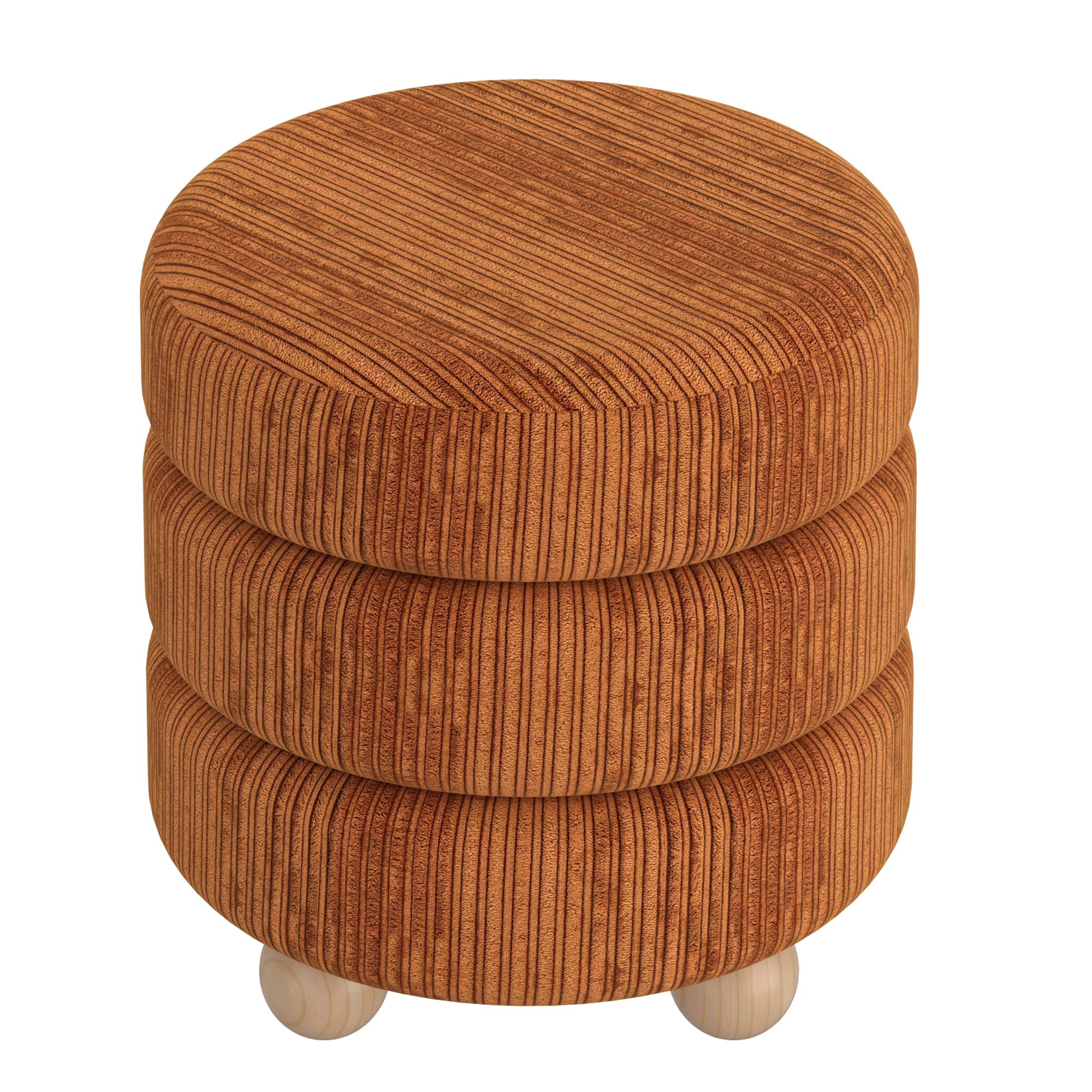 Willo Round Ottoman in Rust Brown