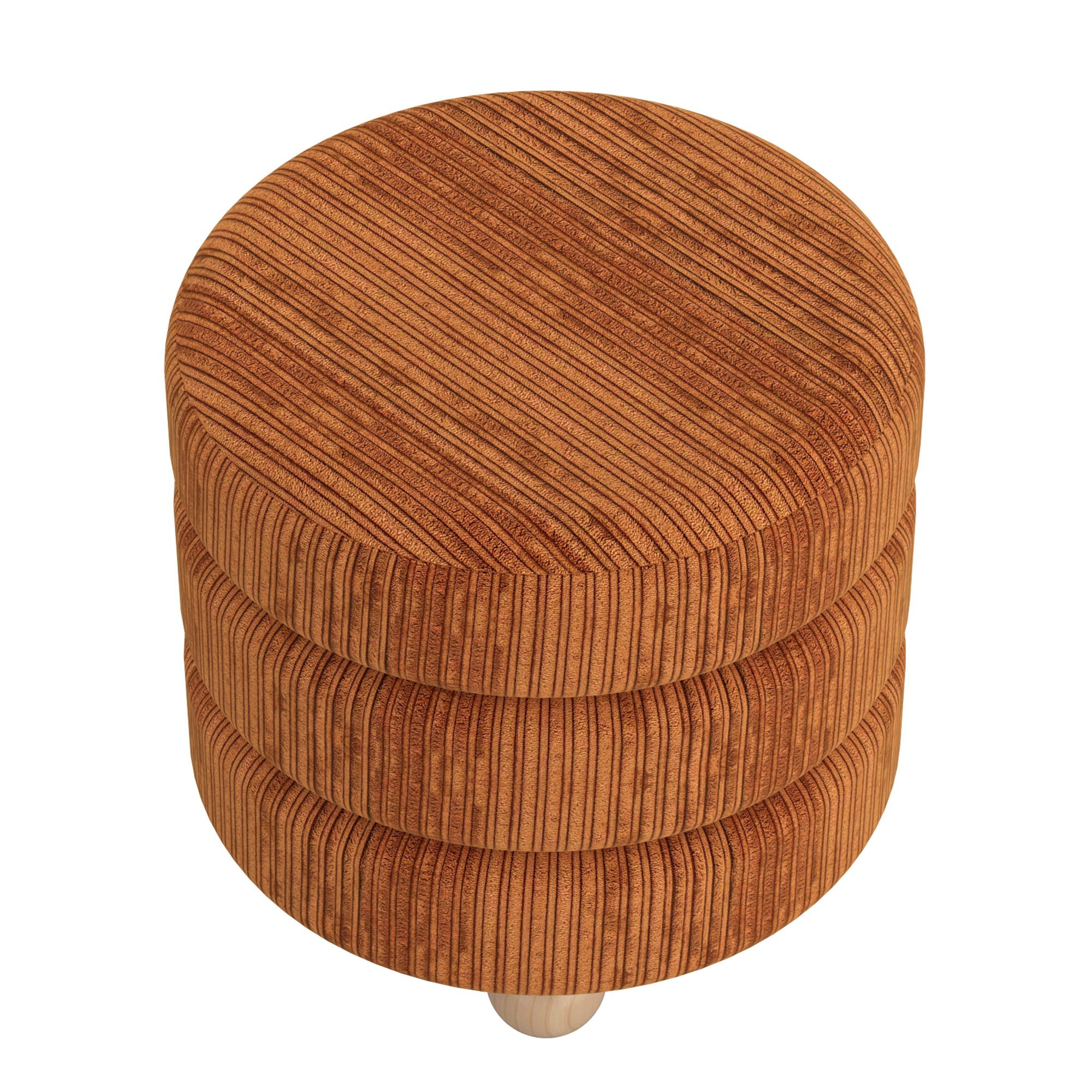 Willo Round Ottoman in Rust Brown