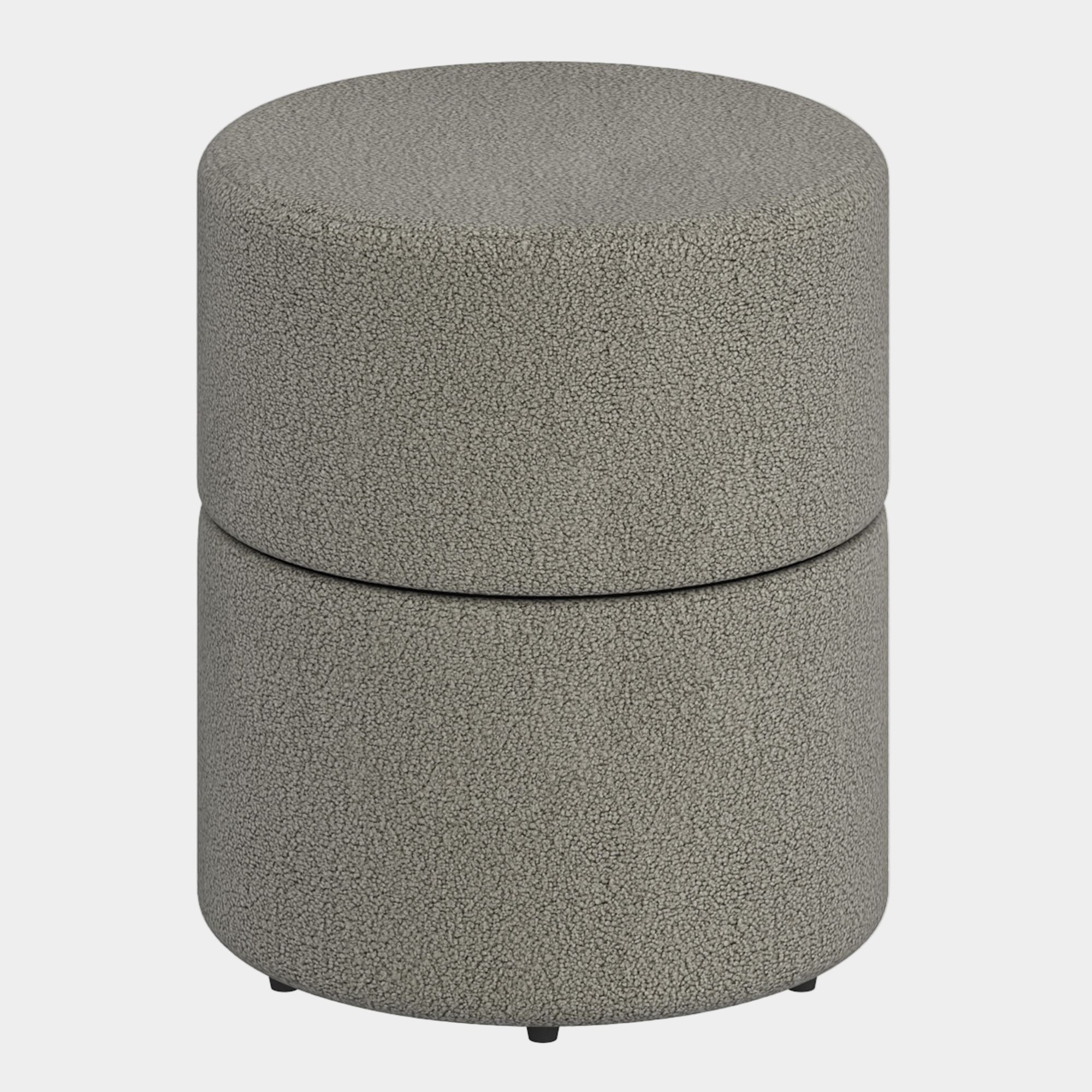 Novar Round Swivel Ottoman in Warm Grey Boucle