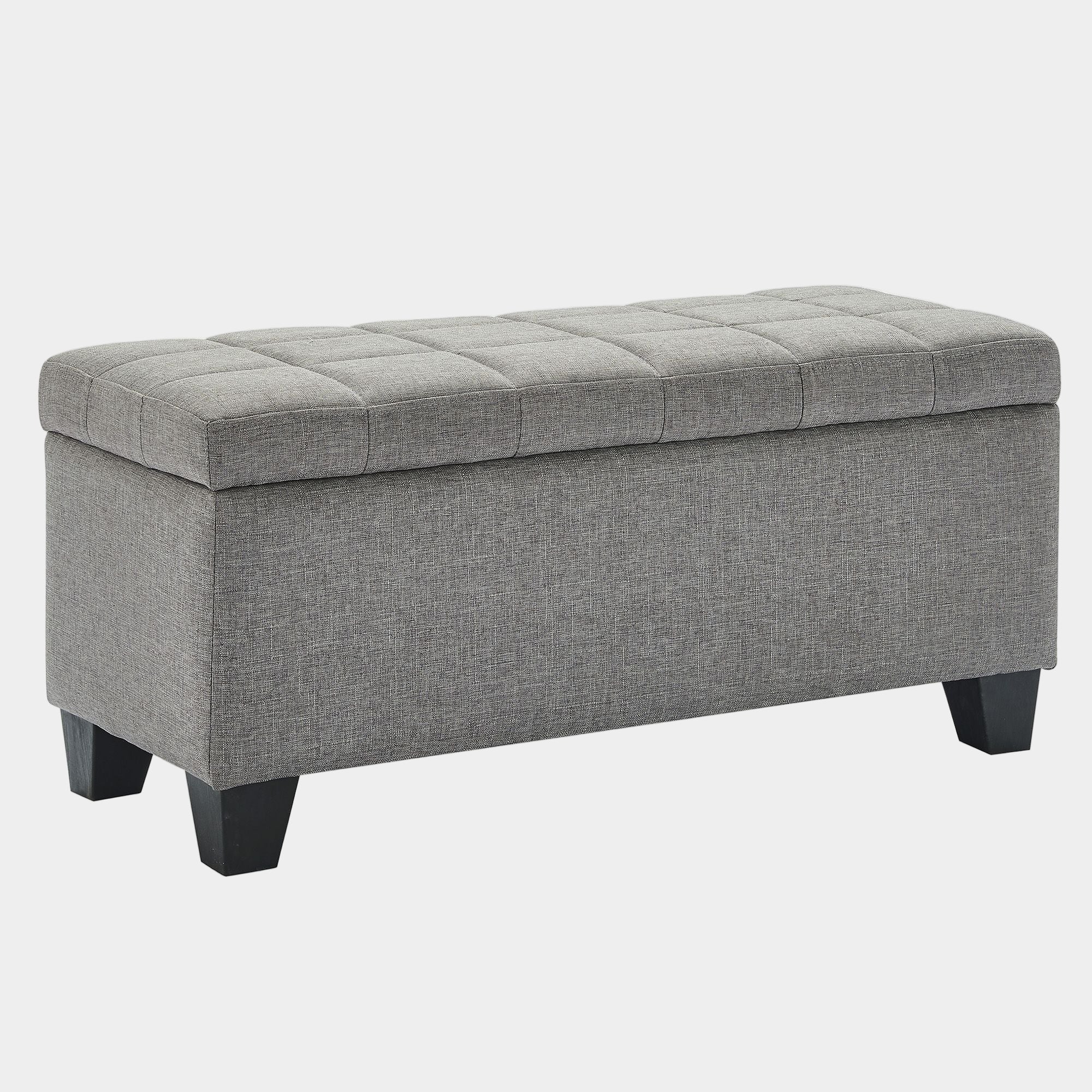 Lila Rectangular Storage Ottoman Bench in Grey