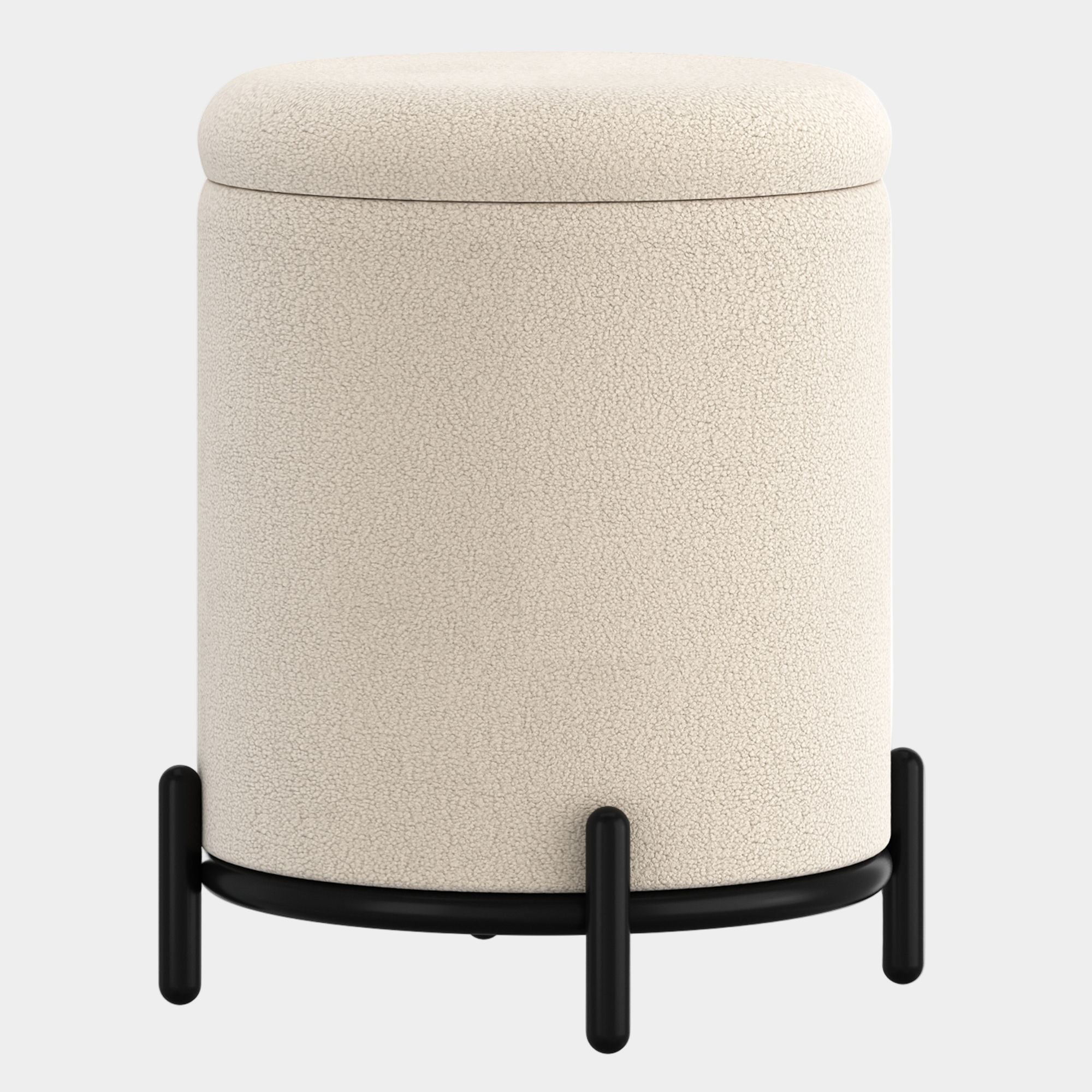 Castor Storage Ottoman in Cream Boucle