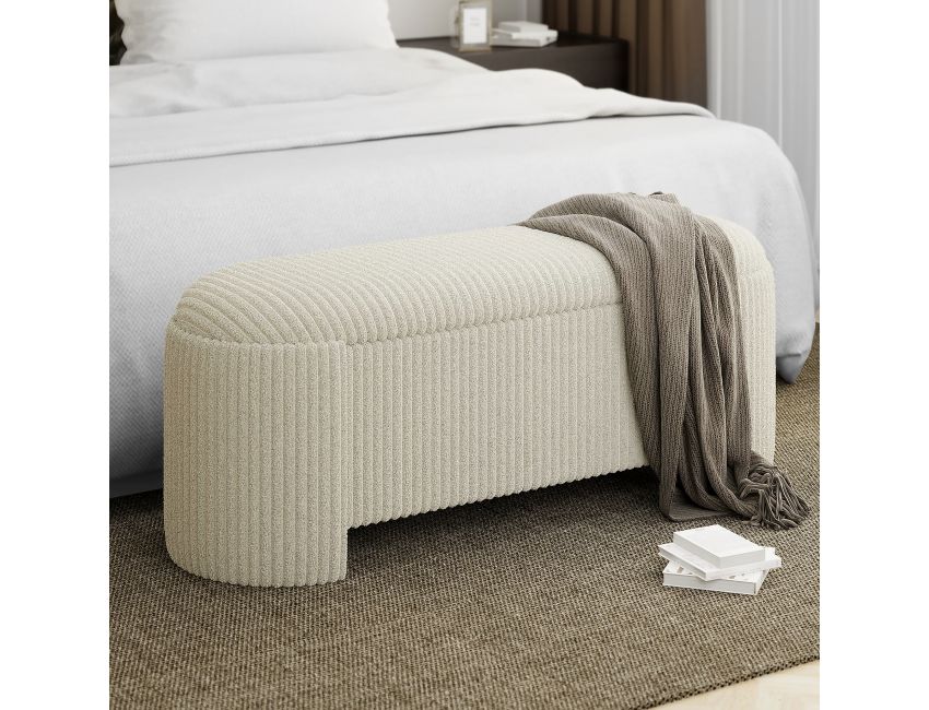 Cybil Storage Ottoman in Ivory