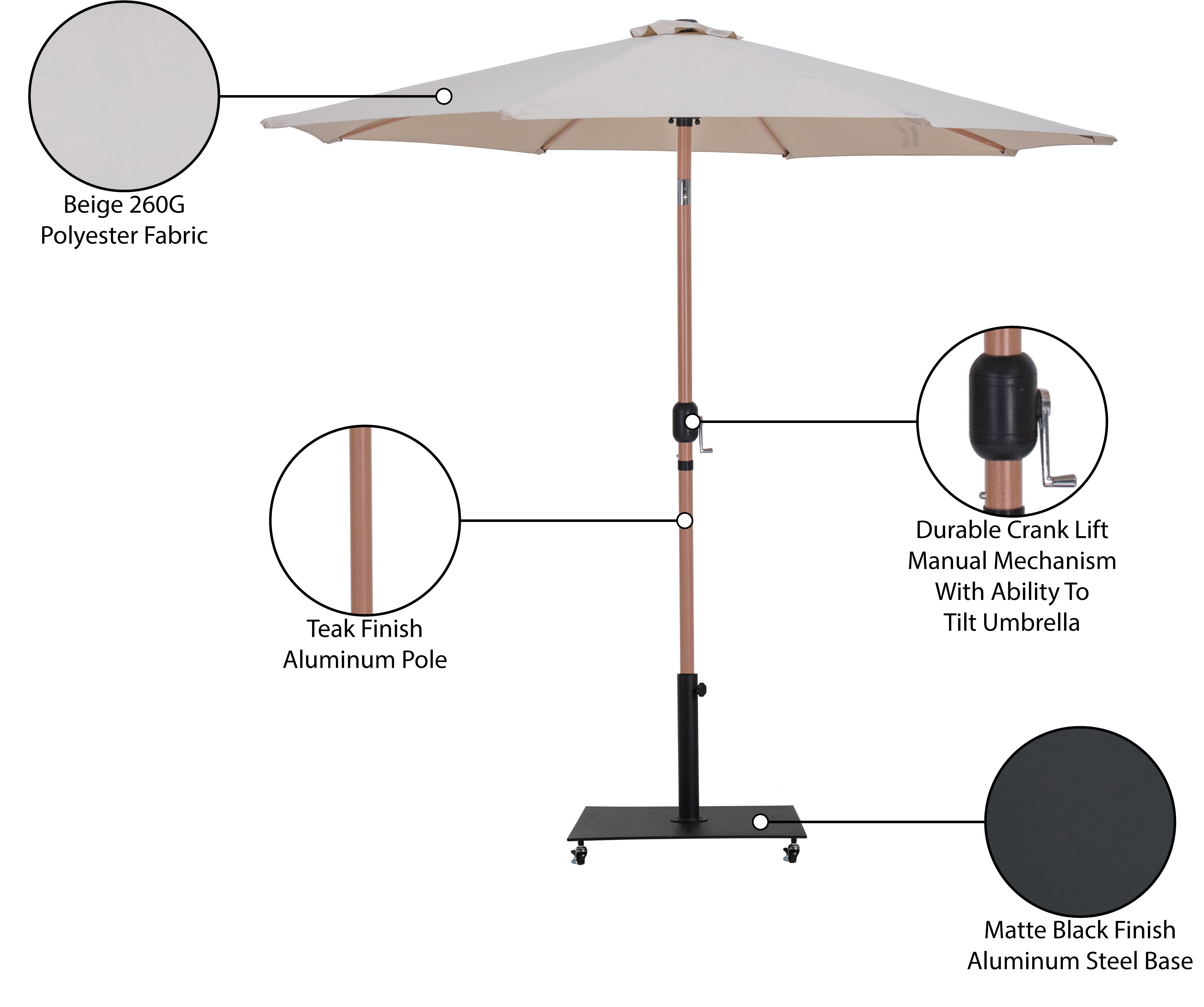 Fiji Water Resistant Fabric And Aluminum Patio Umbrella With Base Set