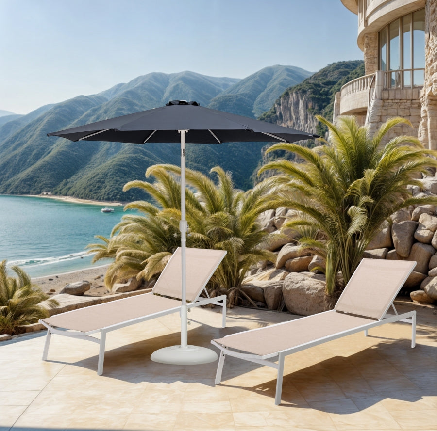 Fiji Water Resistant Fabric And Aluminum Patio Umbrella With Base Set