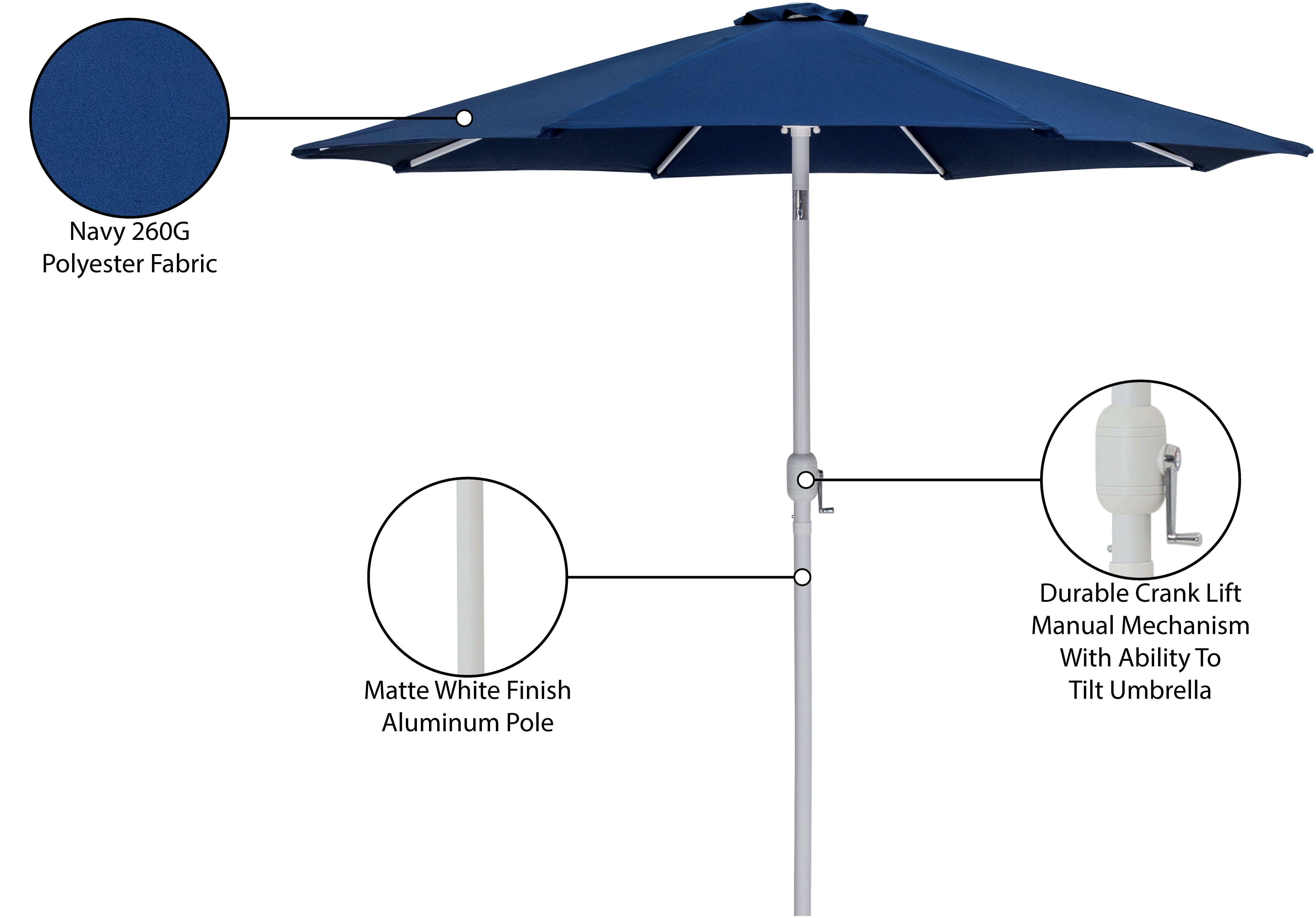 Fiji Water Resistant Fabric And Aluminum Patio Umbrella