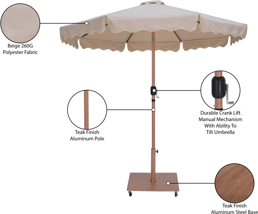 Amalfi Water Resistant Fabric And Aluminum Patio Umbrella With Base Set
