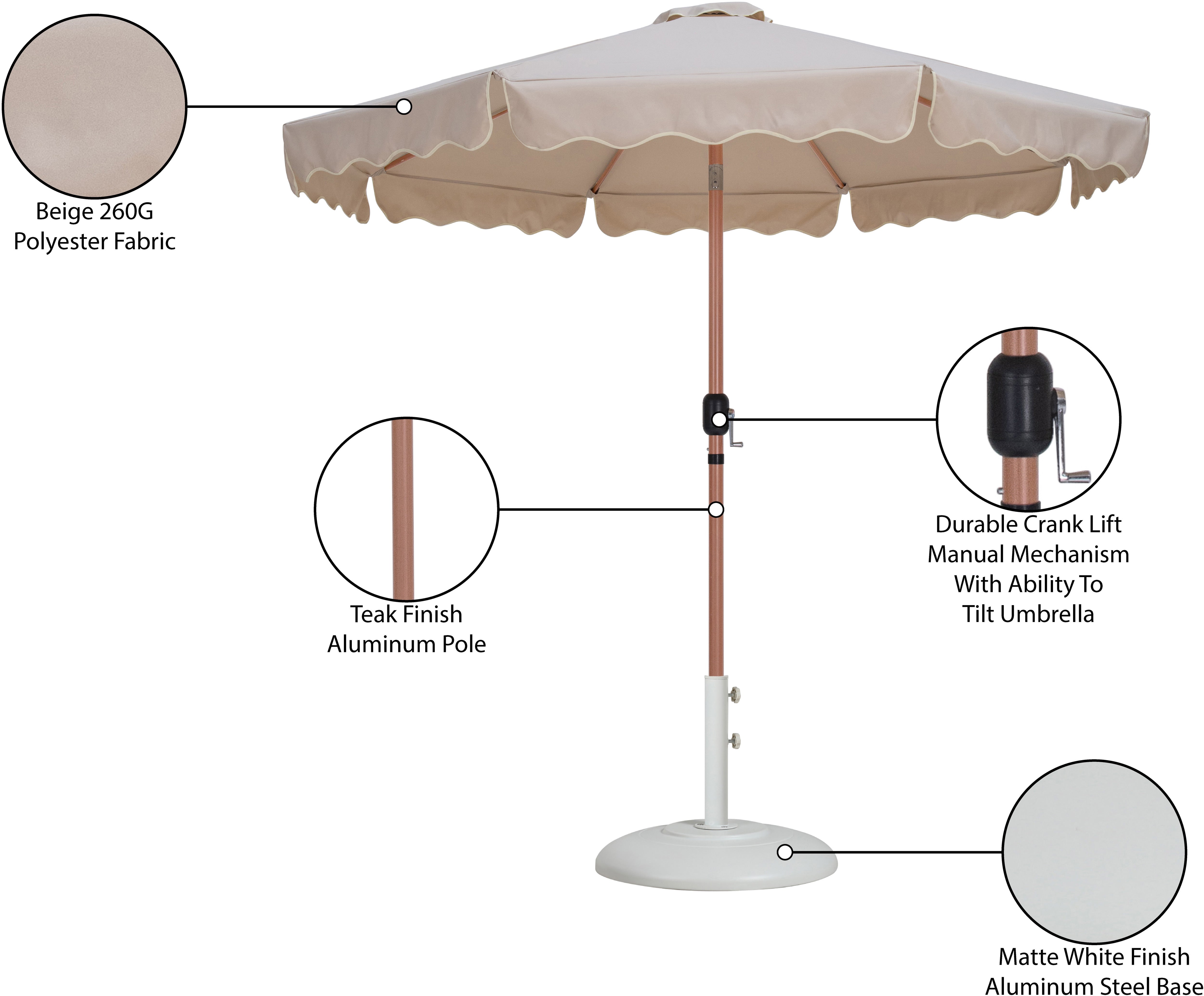 Amalfi Water Resistant Fabric And Aluminum Patio Umbrella With Base Set