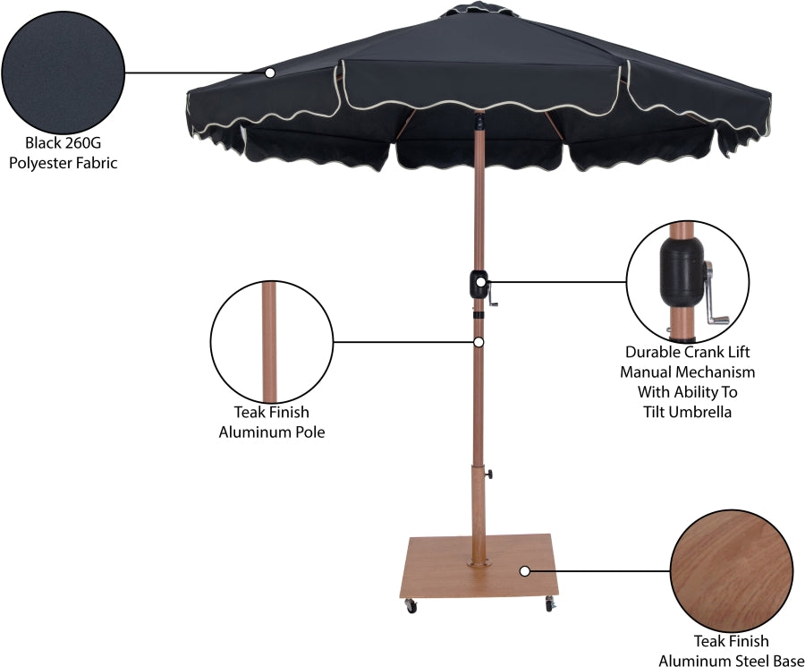 Amalfi Water Resistant Fabric And Aluminum Patio Umbrella With Base Set