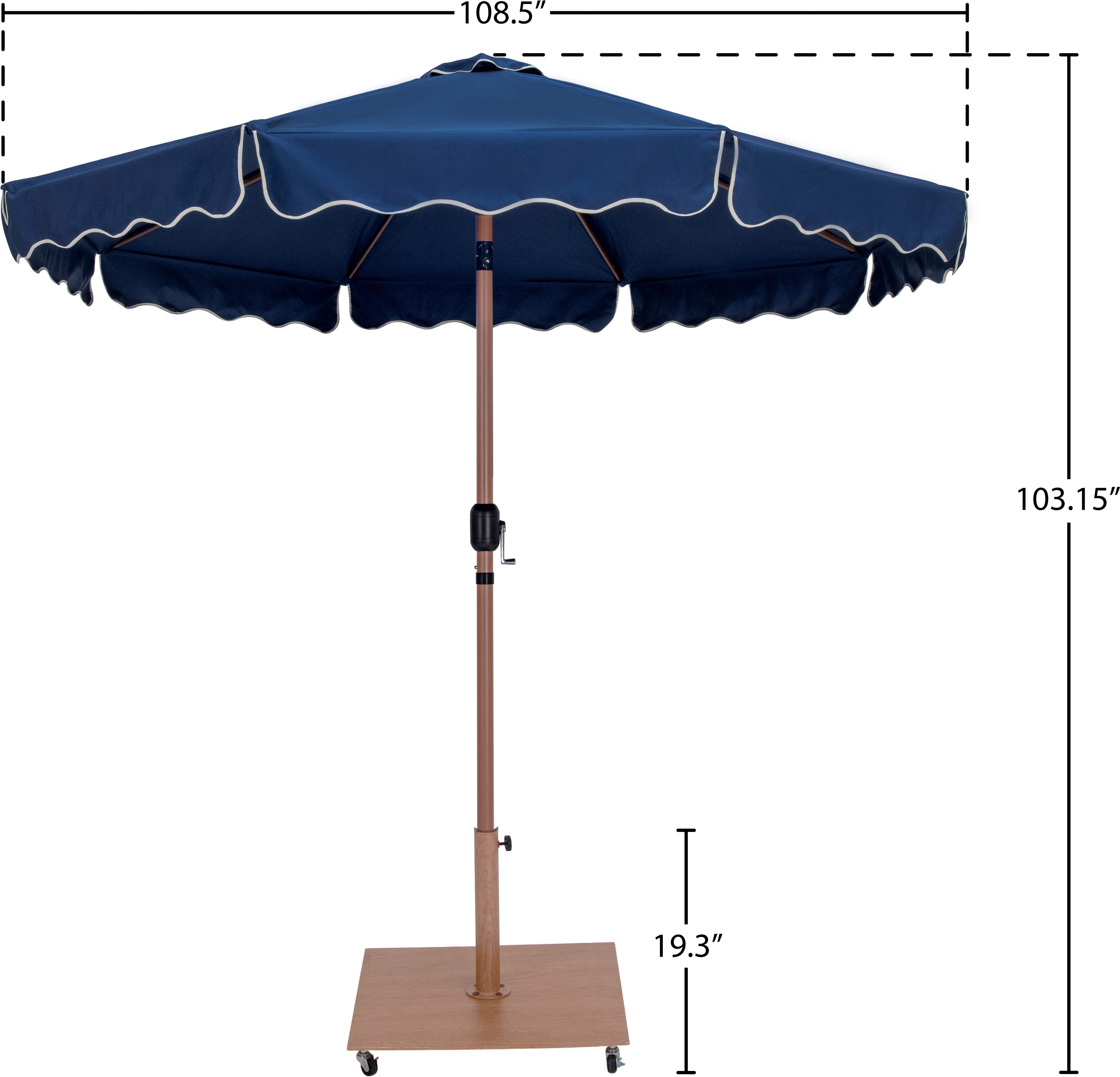 Amalfi Water Resistant Fabric And Aluminum Patio Umbrella With Base Set