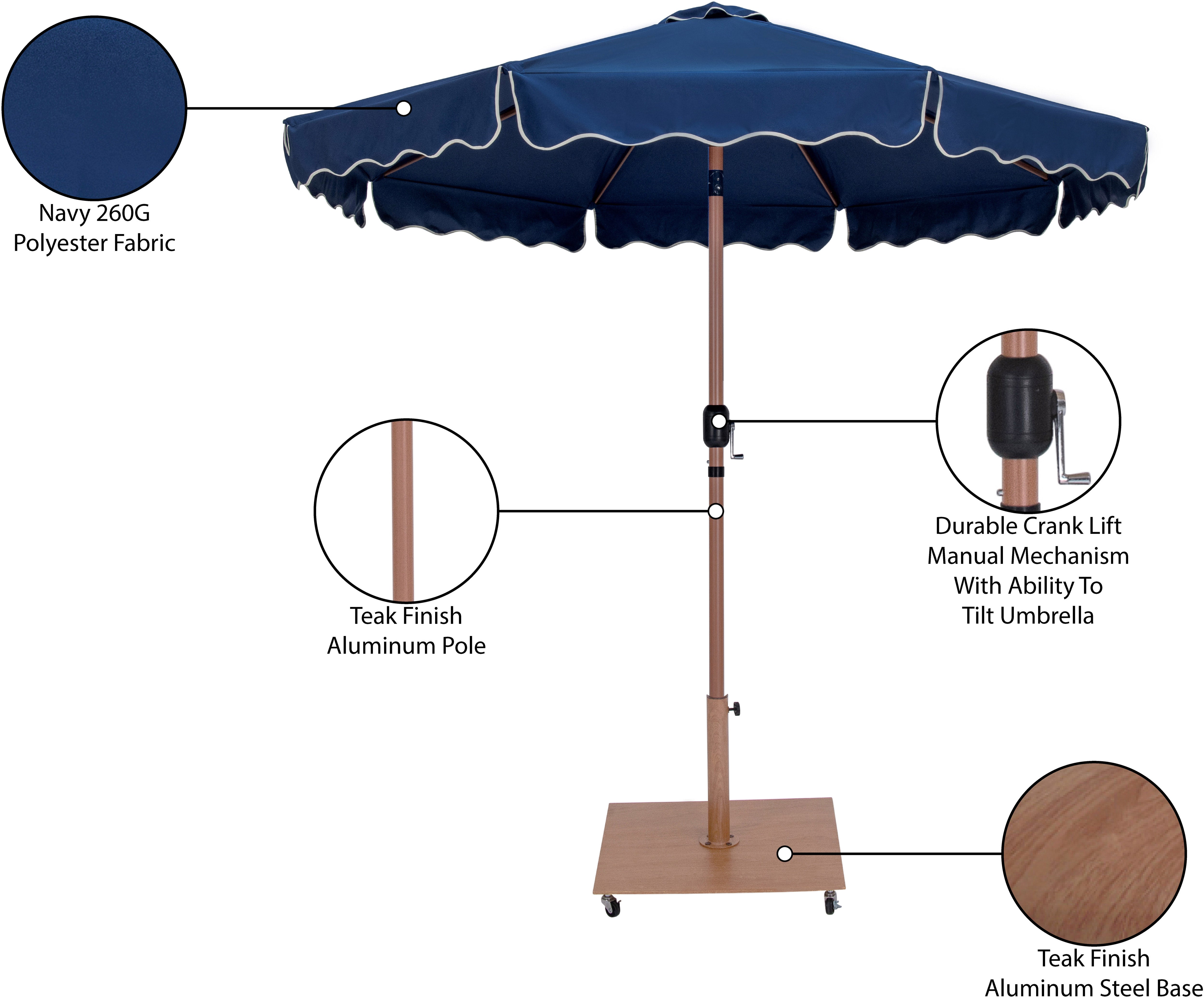 Amalfi Water Resistant Fabric And Aluminum Patio Umbrella With Base Set