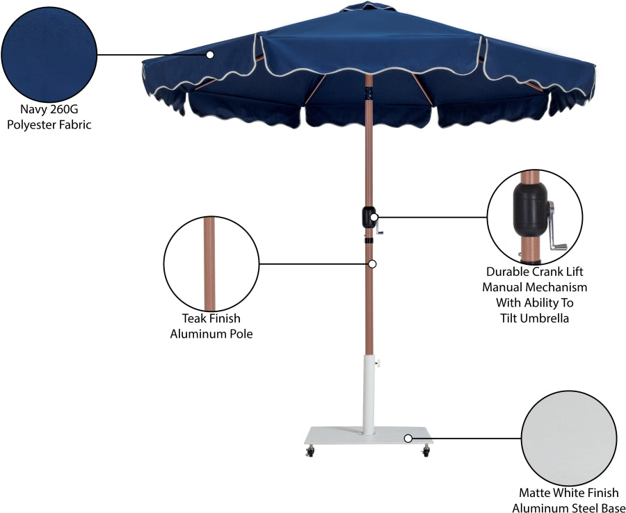 Amalfi Water Resistant Fabric And Aluminum Patio Umbrella With Base Set