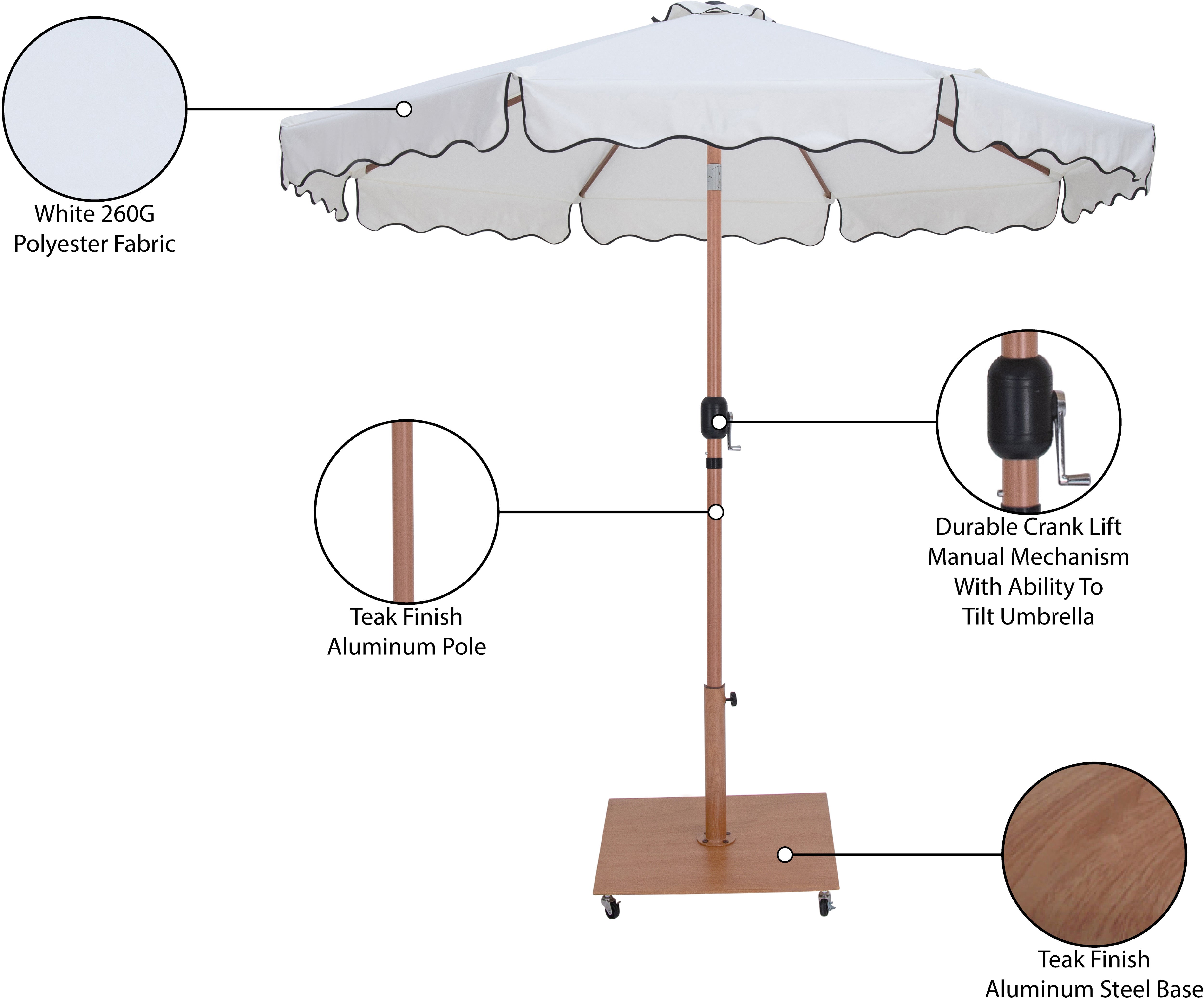 Amalfi Water Resistant Fabric And Aluminum Patio Umbrella With Base Set